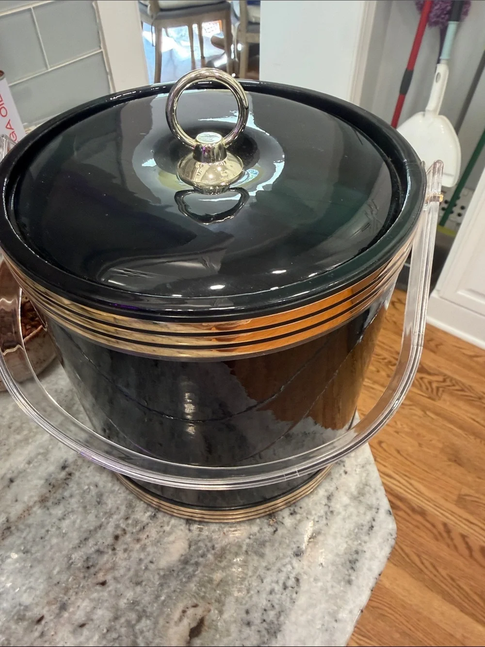 Green and Gold Vintage Ice Bucket